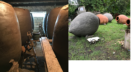 製作中のクヴェヴリ（左）と出荷前のクヴェヴリ（右）