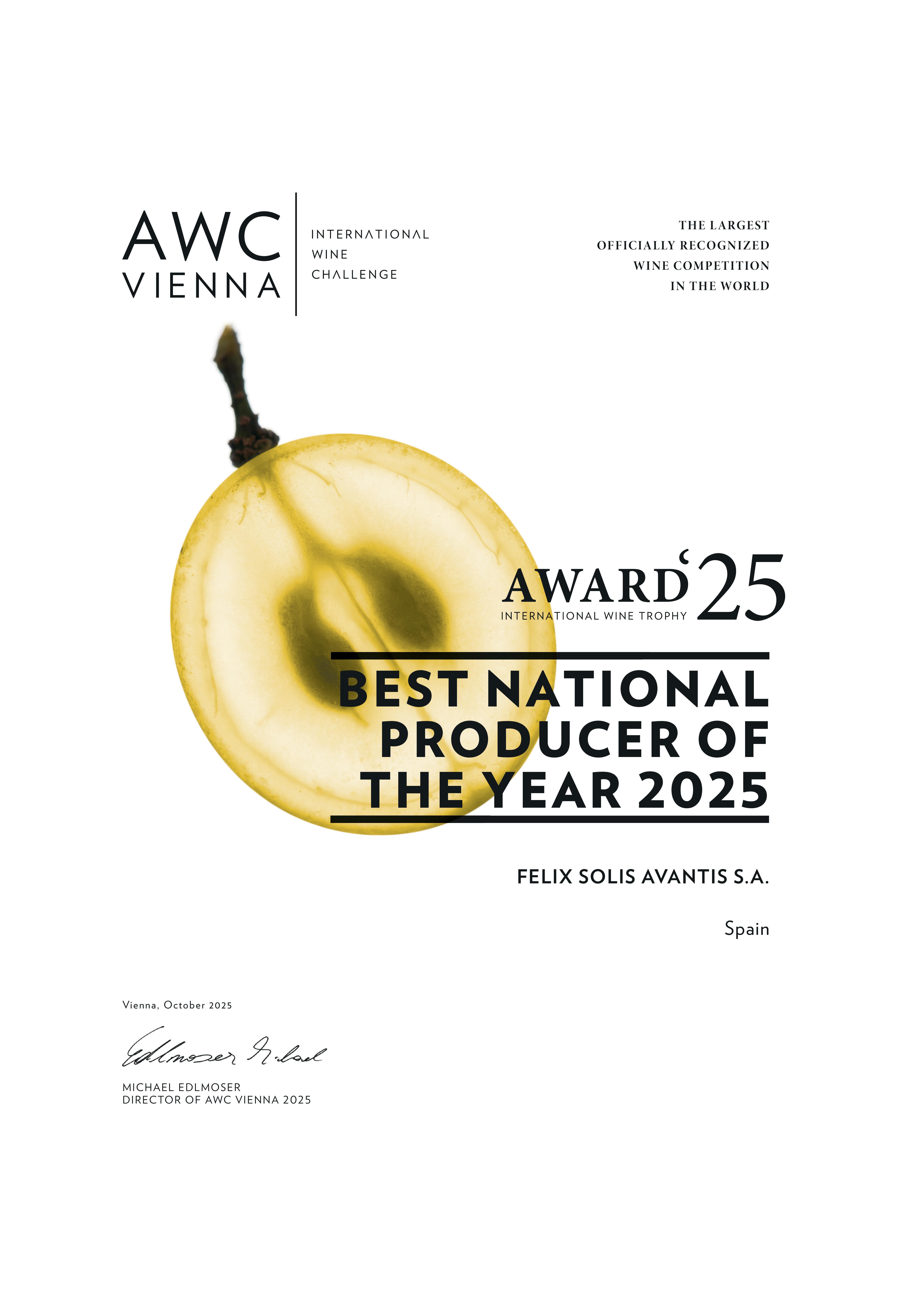 AWC Vienna 2025 “Best National Producer -Spain-“