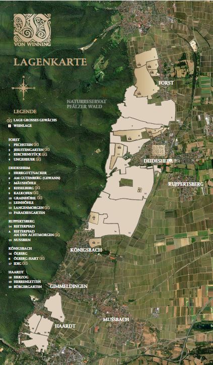 フォン・ウィニングが所有する畑の地図